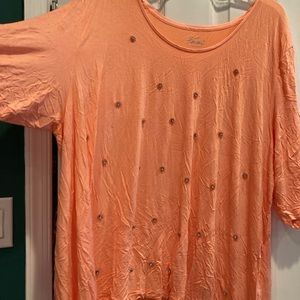 Emma 3x orange crop sleeve shirt with rhinestones worn twice
